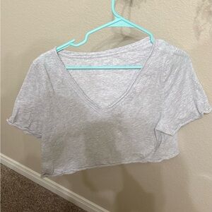 Aerie Light Gray V-Neck Crop Top Women’s size XS Worn Once, Tshirt, Coverup
